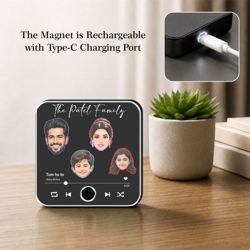 Personalized Family Theme Fridge Magnet Customized Musical Fridge Magnet Gift for Anniversary, Birthday, Parents  Magnet for Refrigerator Door Decor  Playable Music